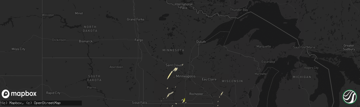 Hail map in Minnesota on April 23, 2026