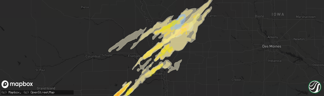Hail map in Missouri Valley, IA on April 23, 2026