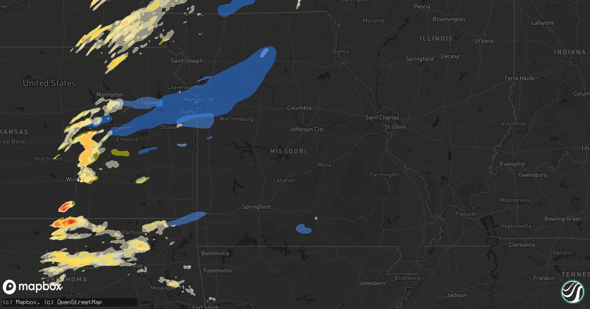 Hail map in Missouri on April 23, 2026