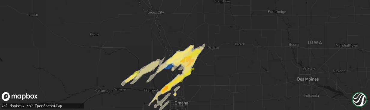 Hail map in Moorhead, IA on April 23, 2026