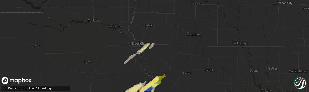 Hail map in Moville, IA on April 23, 2026