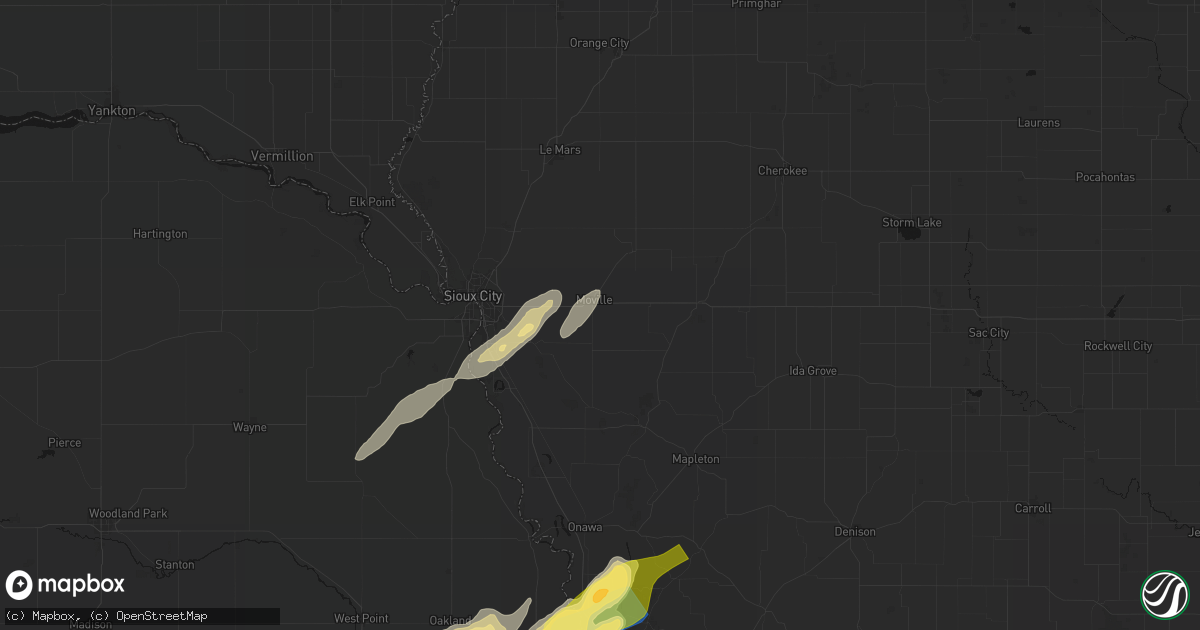Hail map in Moville, IA on April 23, 2026