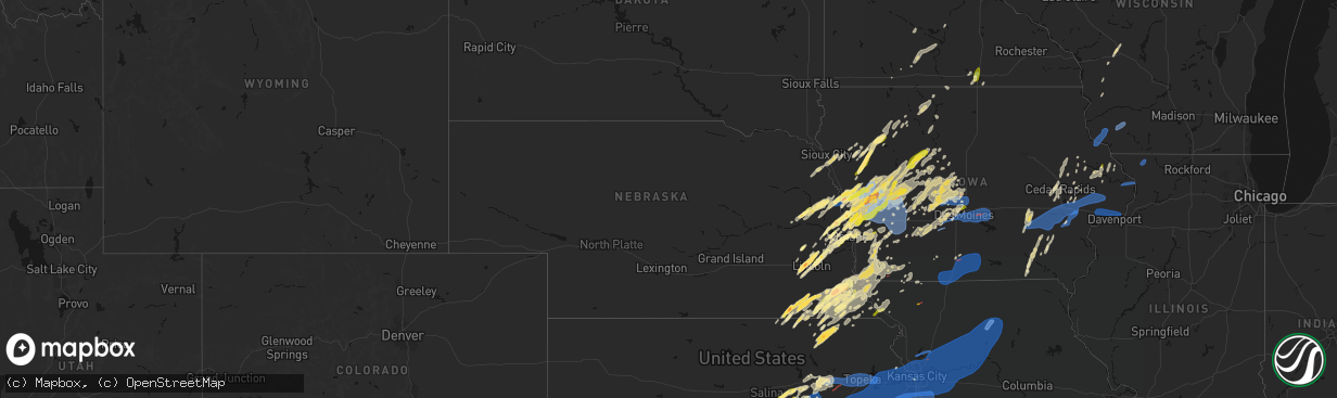 Hail map in Nebraska on April 23, 2026
