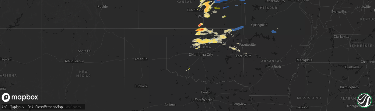 Hail map in Oklahoma on April 23, 2026