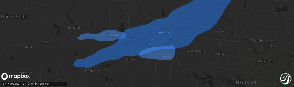 Hail map in Olathe, KS on April 23, 2026