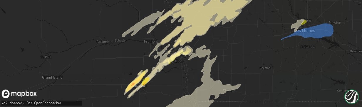 Hail map in Omaha, NE on April 23, 2026