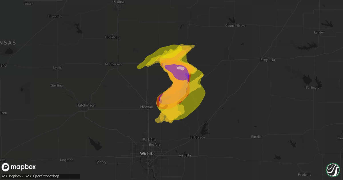 Hail map in Peabody, KS on April 23, 2026