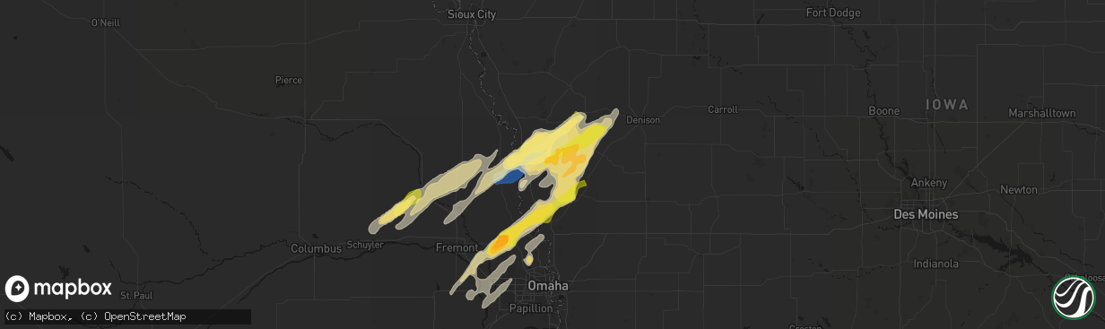 Hail map in Pisgah, IA on April 23, 2026