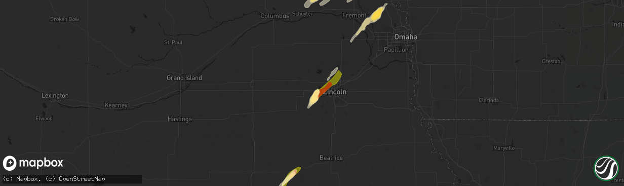 Hail map in Pleasant Dale, NE on April 23, 2026