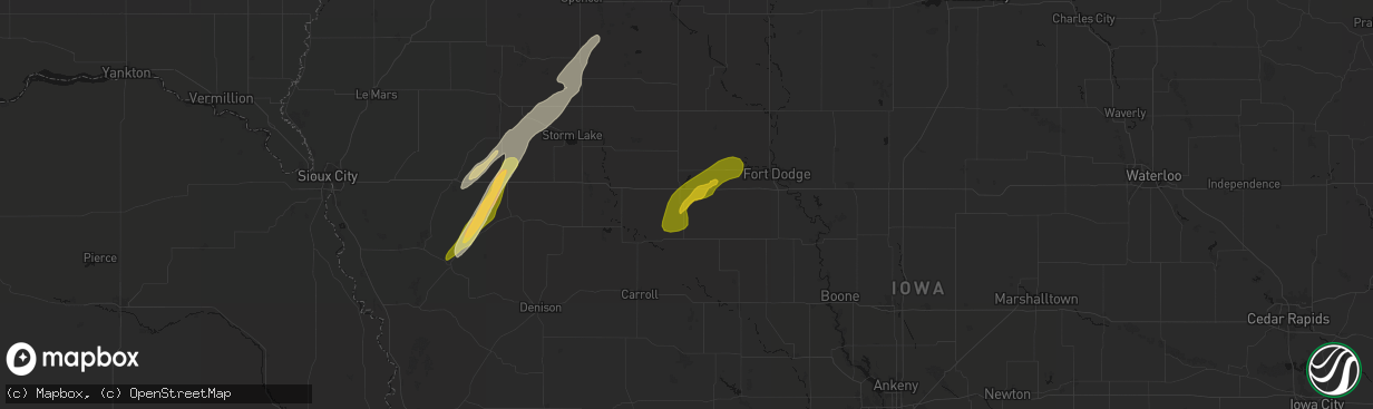 Hail map in Rockwell City, IA on April 23, 2026