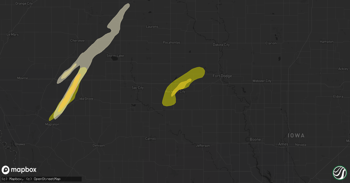 Hail map in Rockwell City, IA on April 23, 2026