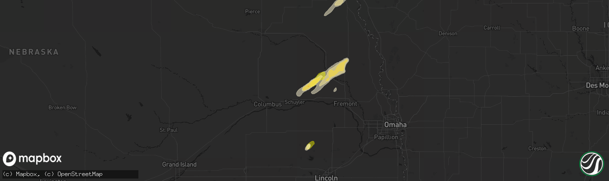 Hail map in Rogers, NE on April 23, 2026