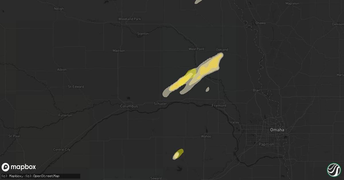 Hail map in Rogers, NE on April 23, 2026
