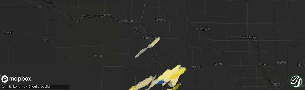 Hail map in Sergeant Bluff, IA on April 23, 2026