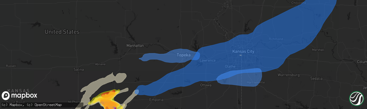 Hail map in Topeka, KS on April 23, 2026