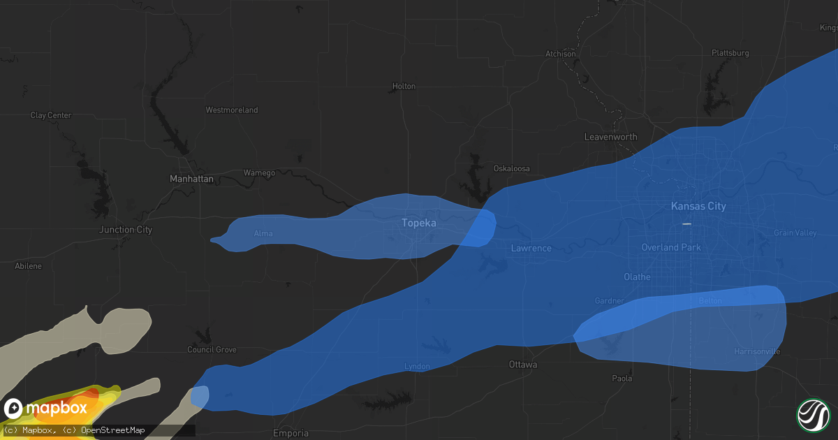 Hail map in Topeka, KS on April 23, 2026