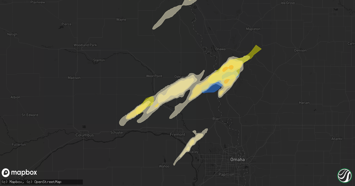 Hail map in Uehling, NE on April 23, 2026