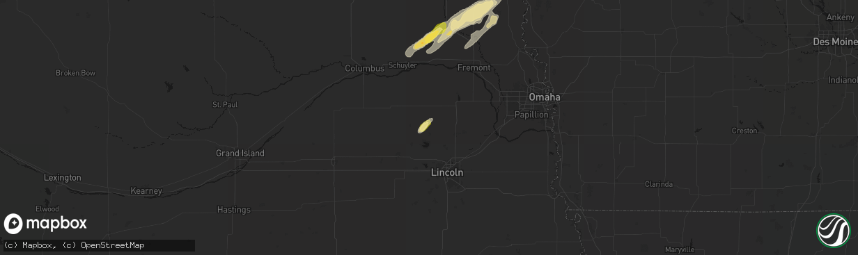 Hail map in Valparaiso, NE on April 23, 2026