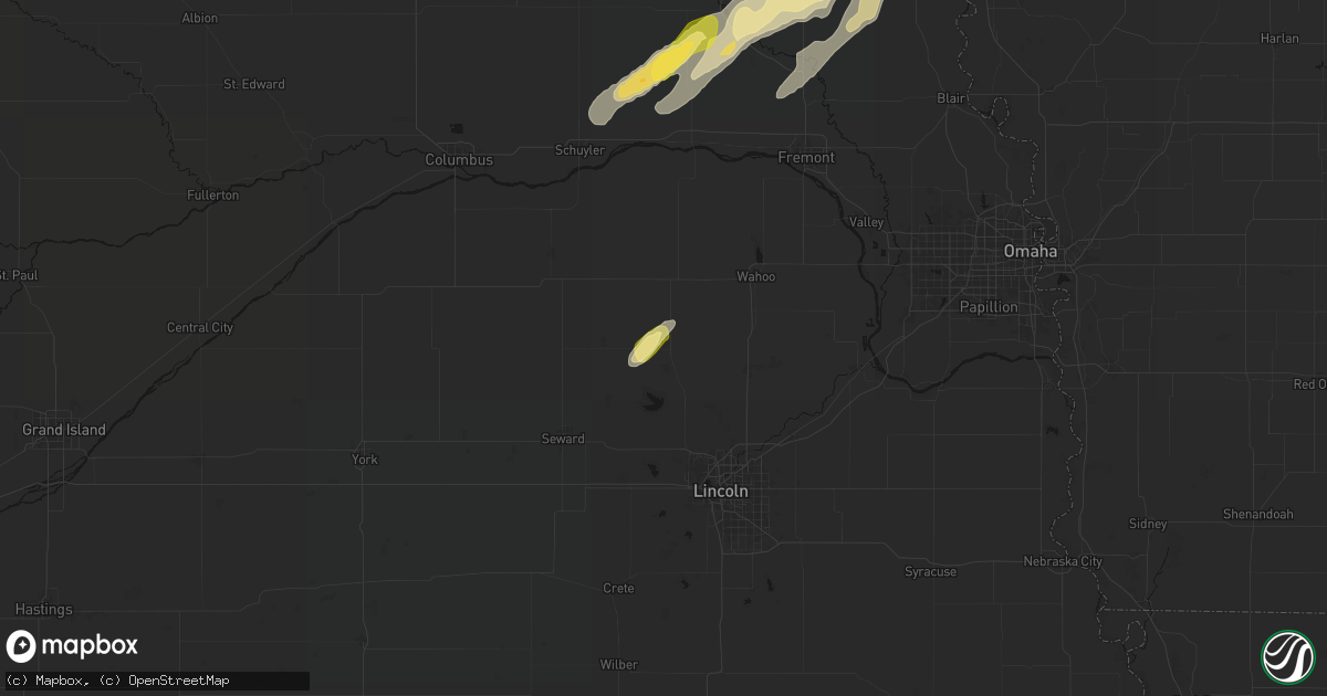 Hail map in Valparaiso, NE on April 23, 2026