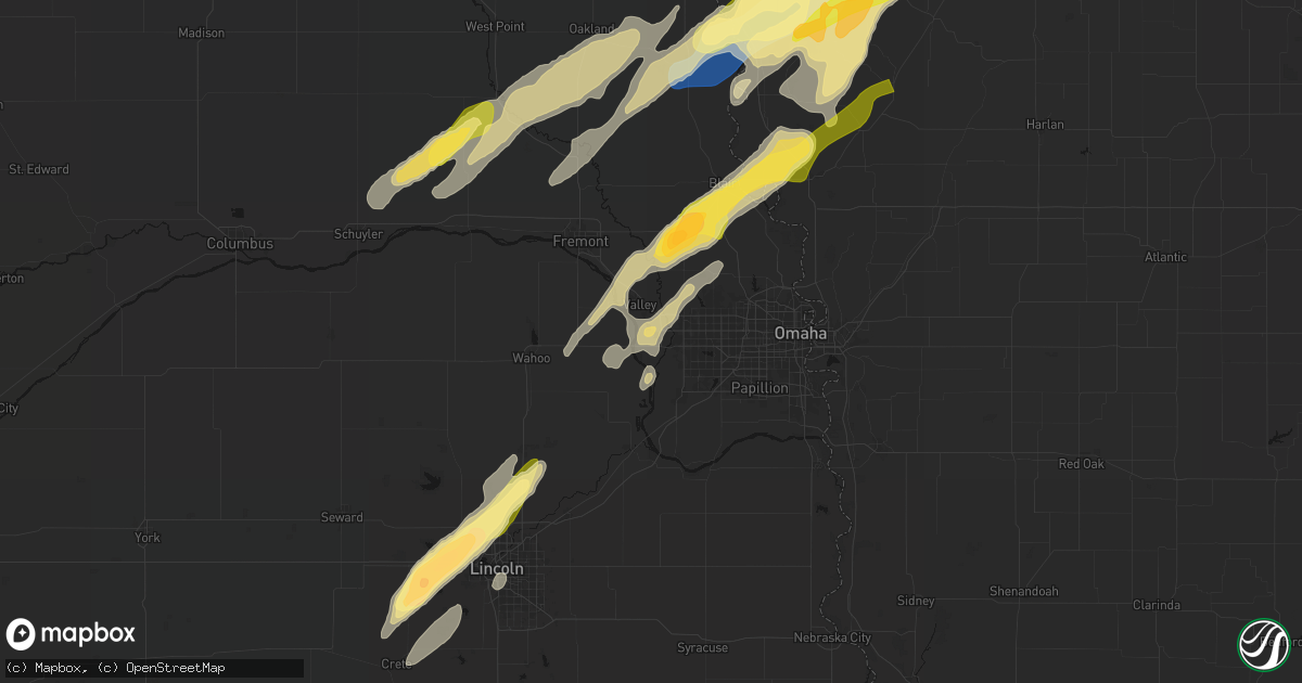 Hail map in Waterloo, NE on April 23, 2026