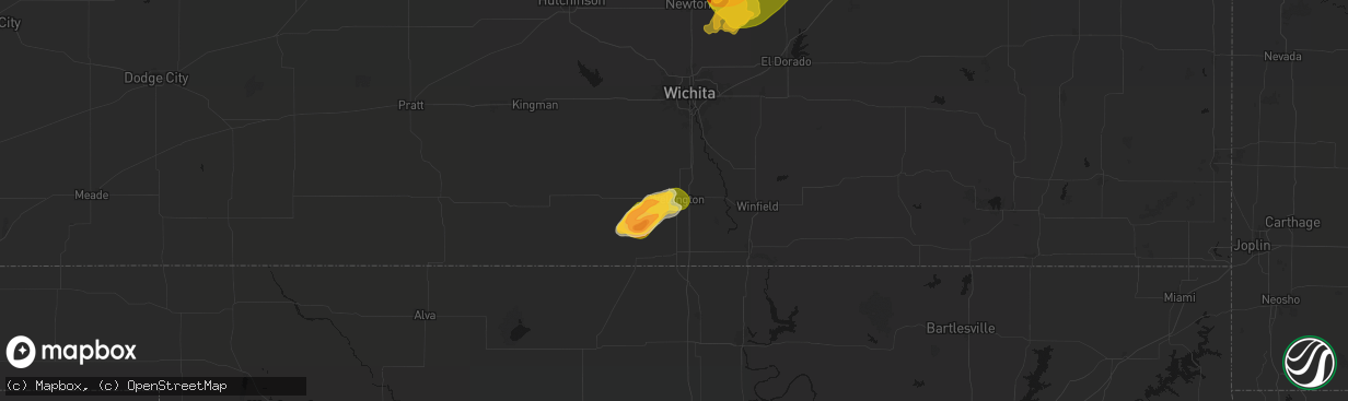 Hail map in Wellington, KS on April 23, 2026