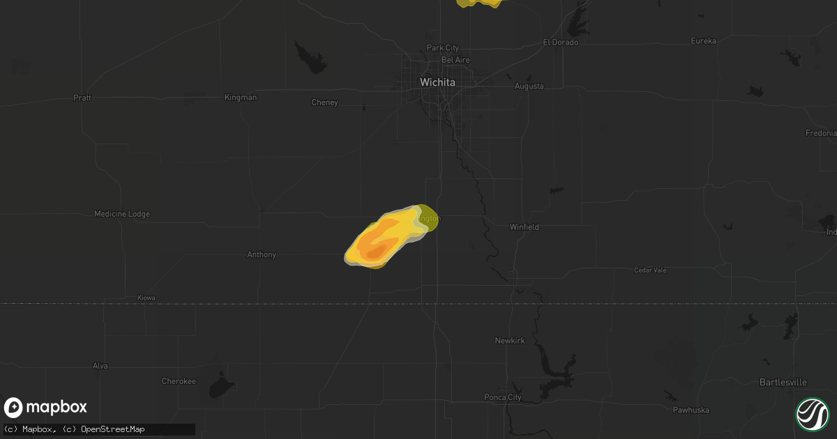 Hail map in Wellington, KS on April 23, 2026