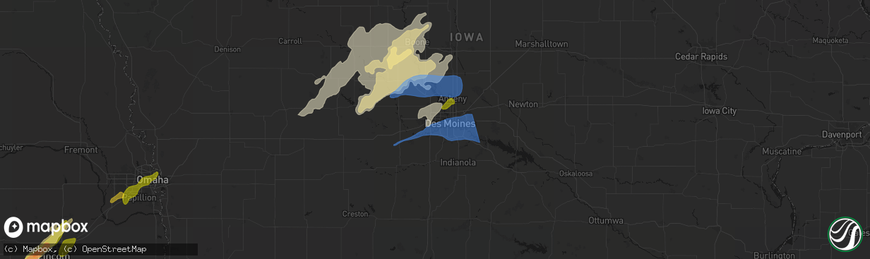Hail map in West Des Moines, IA on April 23, 2026