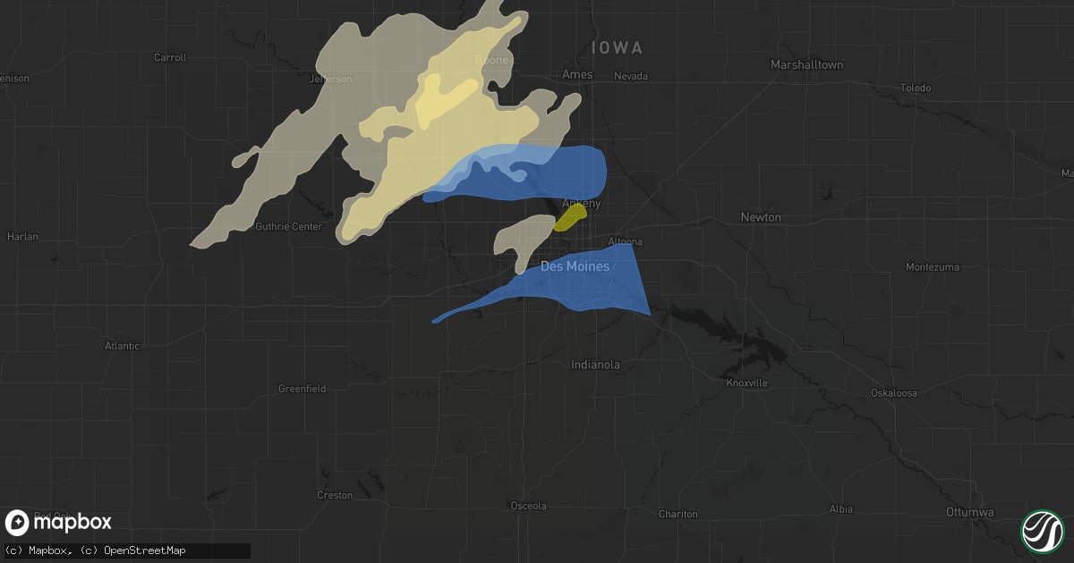 Hail map in West Des Moines, IA on April 23, 2026