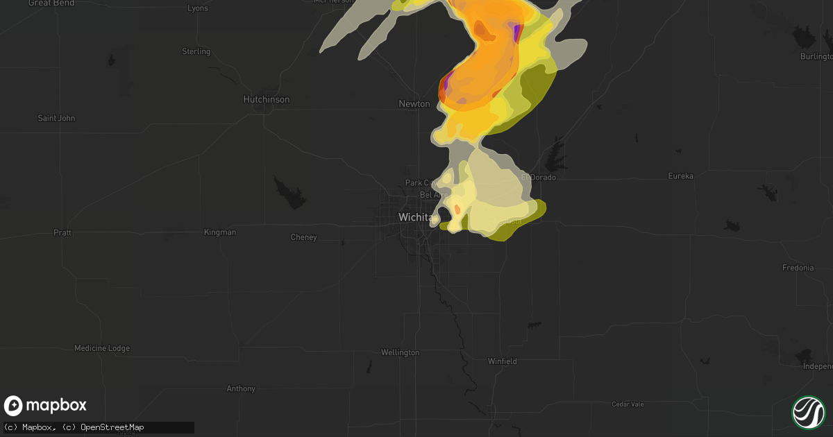 Hail map in Wichita, KS on April 23, 2026