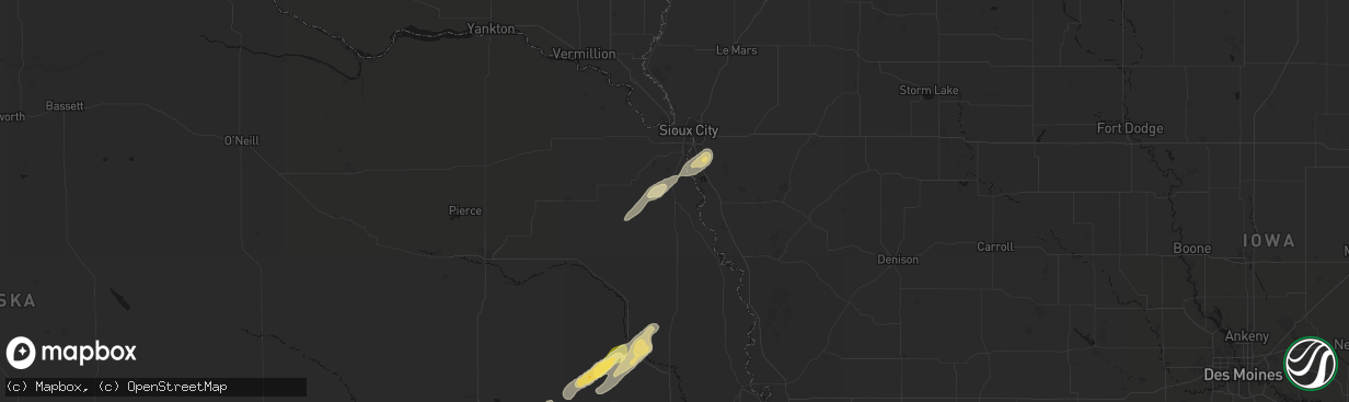 Hail map in Winnebago, NE on April 23, 2026