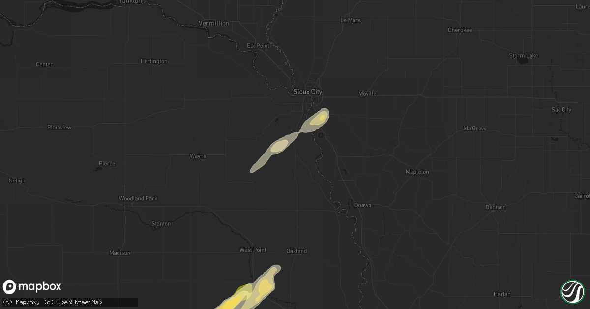 Hail map in Winnebago, NE on April 23, 2026