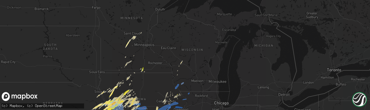 Hail map in Wisconsin on April 23, 2026