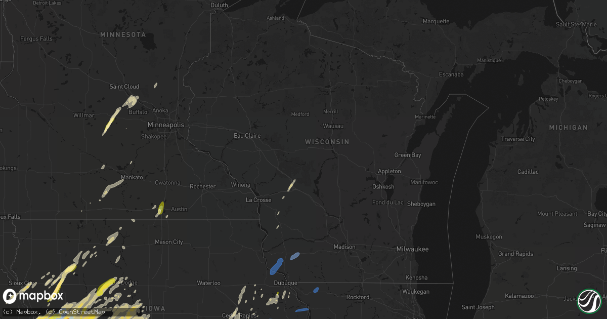 Hail map in Wisconsin on April 23, 2026