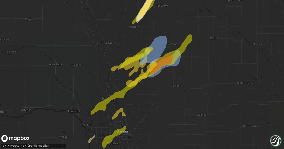 Hail map in Woodbine, IA on April 23, 2026