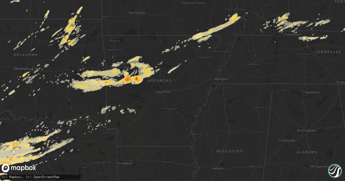 Hail map in Arkansas on April 24, 2011