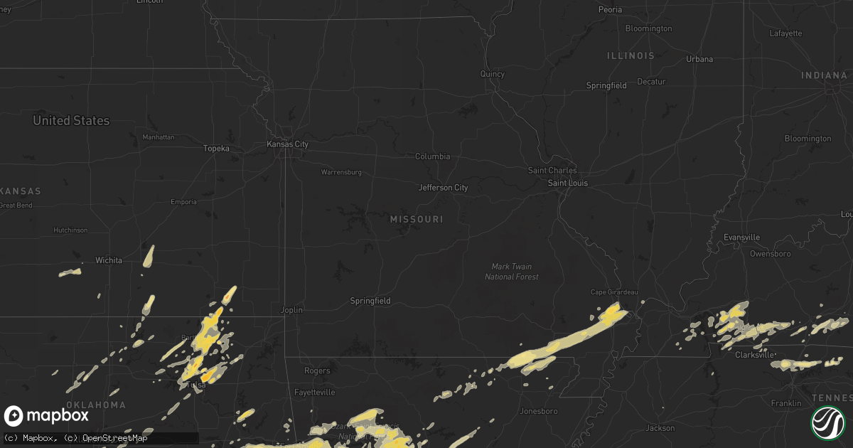 Hail map in Missouri on April 24, 2011
