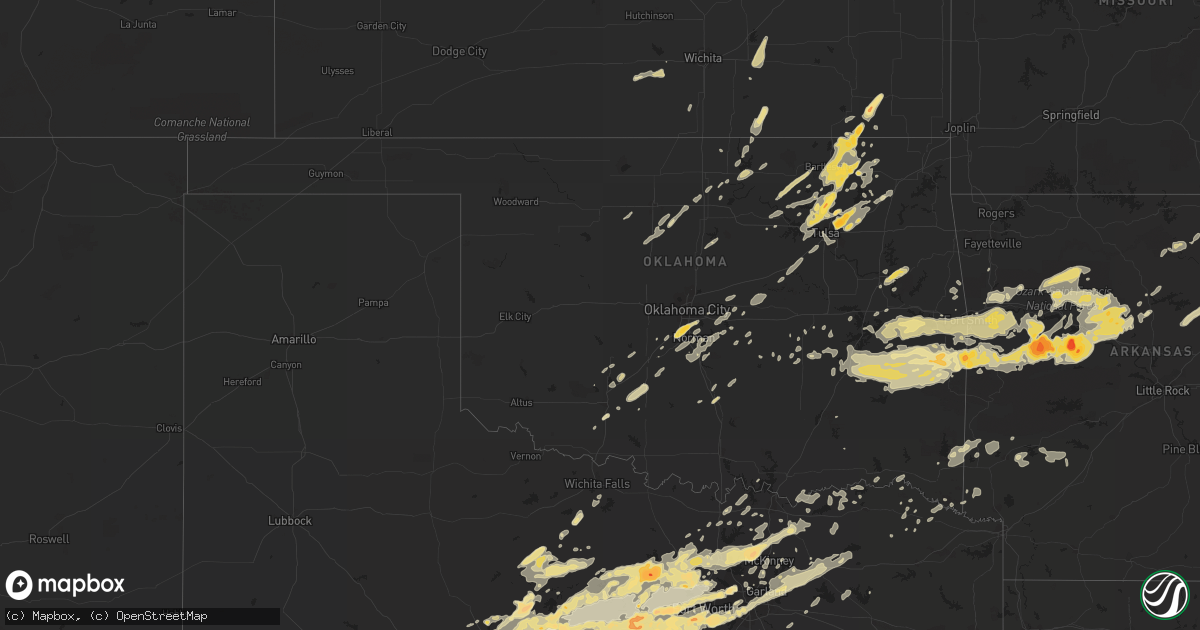 Hail map in Oklahoma on April 24, 2011