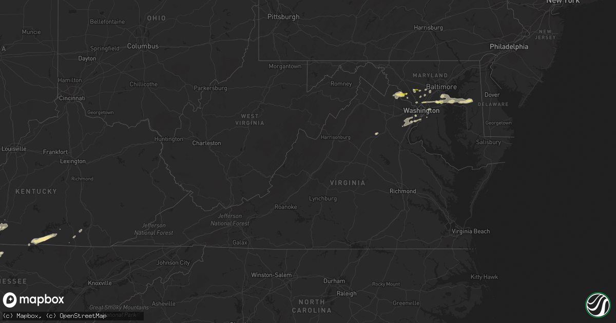 Hail map in Virginia on April 24, 2011