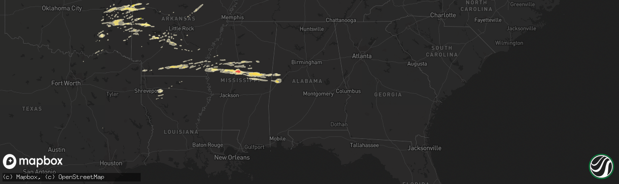 Hail map in Alabama on April 24, 2014