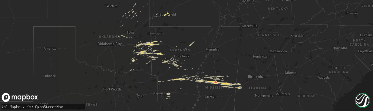 Hail map in Arkansas on April 24, 2014