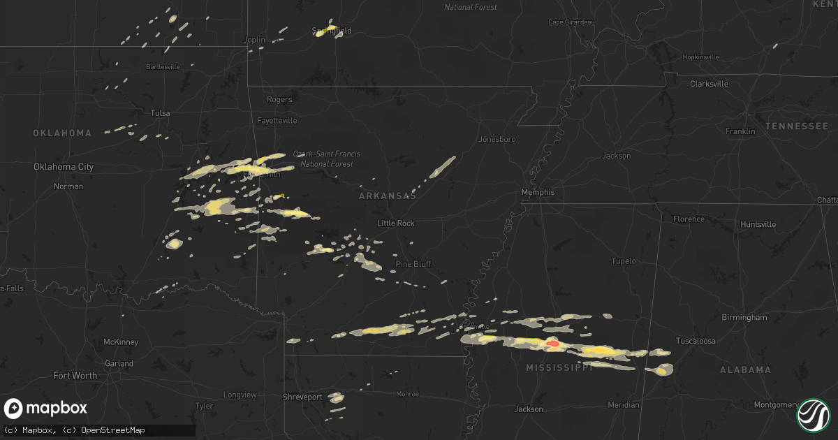 Hail map in Arkansas on April 24, 2014