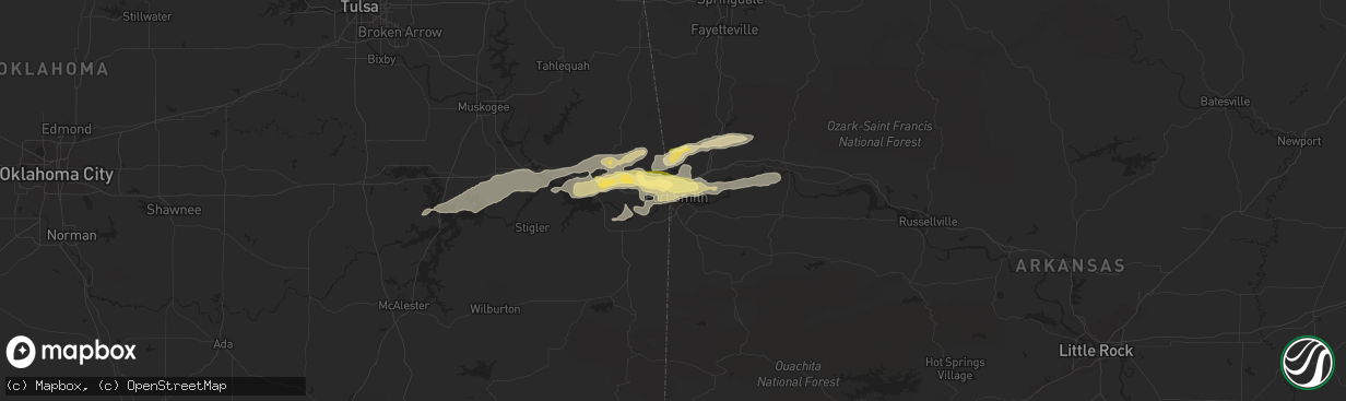 Hail map in Fort Smith, AR on April 24, 2014