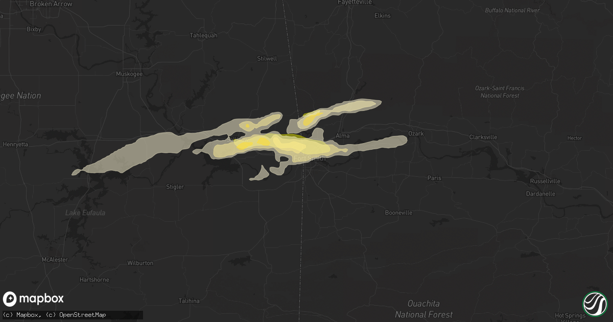 Hail map in Fort Smith, AR on April 24, 2014