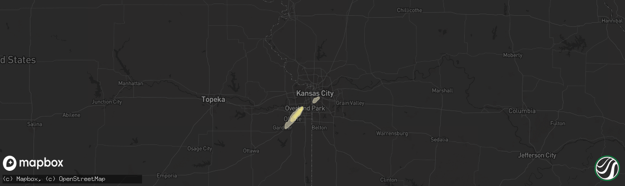 Hail map in Kansas City, MO on April 24, 2014