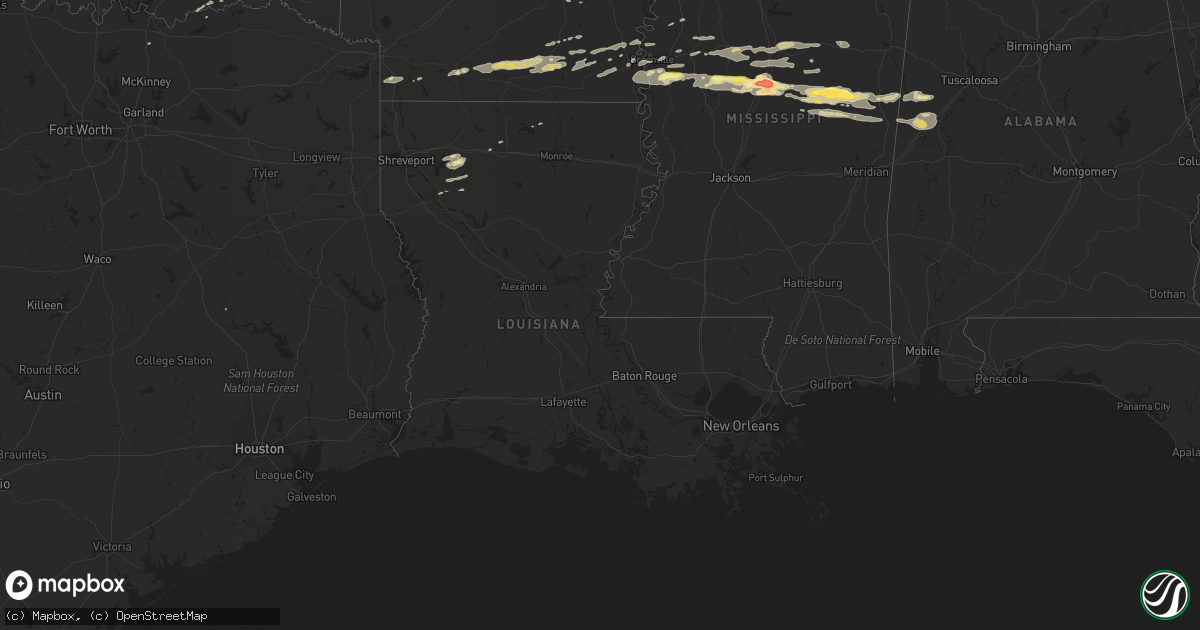 Hail map in Louisiana on April 24, 2014