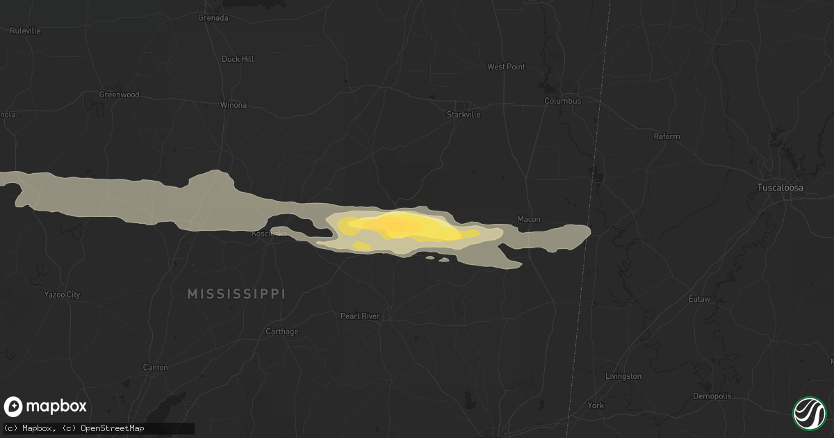 Hail map in Louisville, MS on April 24, 2014