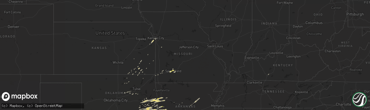 Hail map in Missouri on April 24, 2014