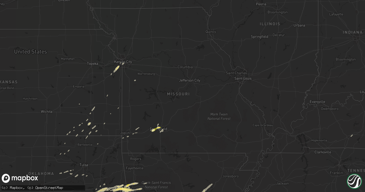 Hail map in Missouri on April 24, 2014