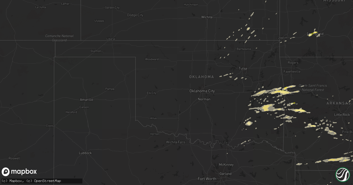 Hail map in Oklahoma on April 24, 2014