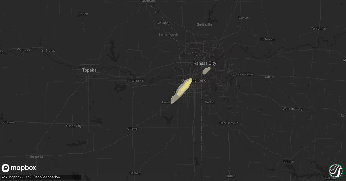 Hail map in Olathe, KS on April 24, 2014